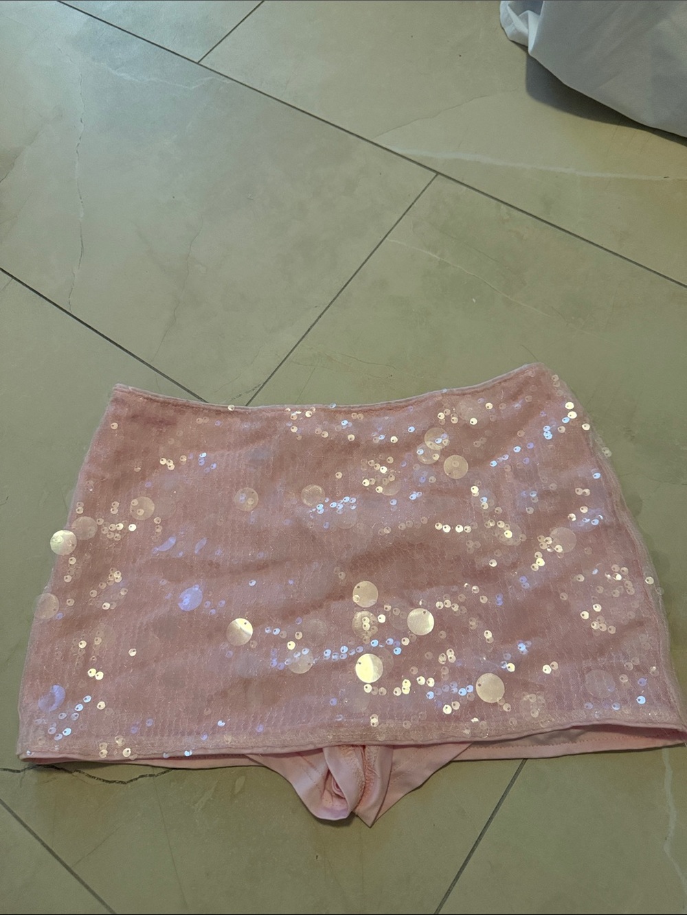 Pink Sequin Mini Skirt